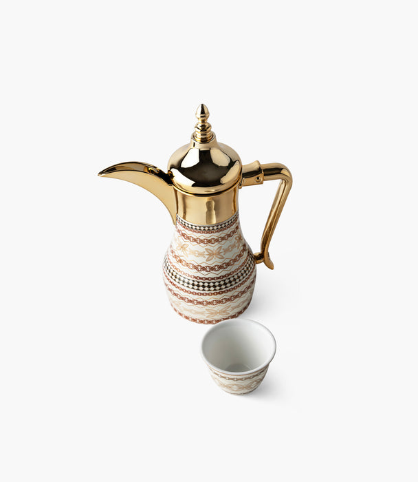 طقم دلة مع فناجين قهوة عربية مرايا بيرل ستانلس ستيل - عدد 5