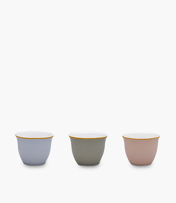 Amina Blue,Green,Sand Gold Coffee Cup Set/6 pcs 70mL