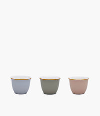 Amina Blue,Green,Sand Gold Coffee Cup Set/6 pcs 70mL - Roomours UAE