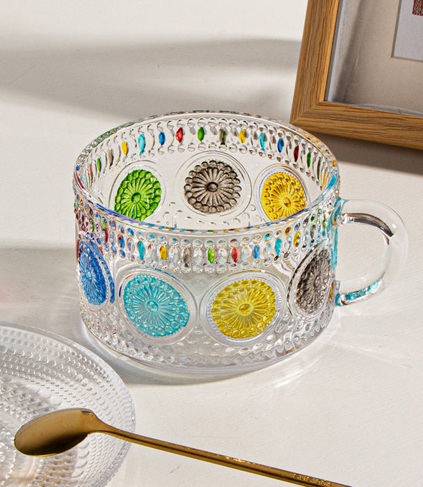 وعاء حليب سن فلاور زجاجي برسوم دوار الشمس - 10.5×10.5×7 سم