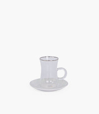 Zawaya Glass Teacup & Porcelain Saucer (S/6) - Roomours UAE