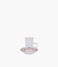 Andalusia Gold Glass Teacup & Porcelain Saucer (S/6) - Roomours UAE