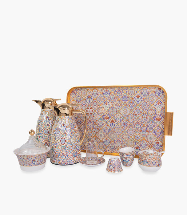 Andalusia Gold Glass Teacup & Porcelain Saucer (S/6) - Roomours UAE