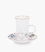 Blue Flower Gold Glass Teacup & Porcelain Saucer (S/6) - Roomours UAE