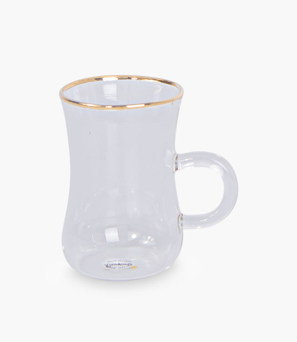 Circus Black& White/Gold Glass Teacup Porcelain Saucer (S/6)