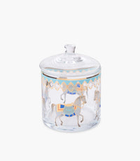 علبة حلوى هورس زجاج شفافة كبيرة بلون أزرق تيفاني مع غطاء