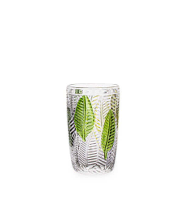 كأس هاي بول ليف زجاج مزيّنة برسومات أوراق خضراء - 8×8×12.8سم