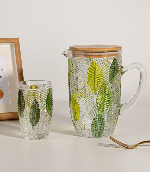 كأس هاي بول ليف زجاج مزيّنة برسومات أوراق خضراء - 8×8×12.8سم