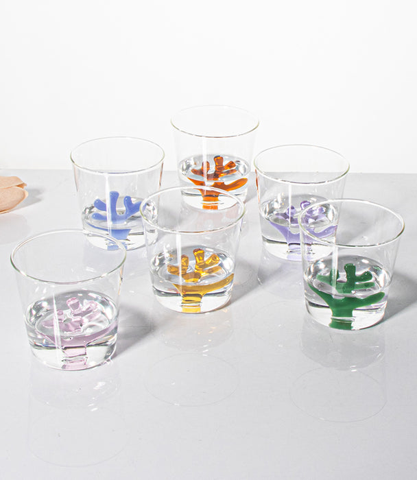 كوب كورال زجاجي مع مجسّم شعب مرجانية زرقاء - 8.5x8.5x8.5 سم