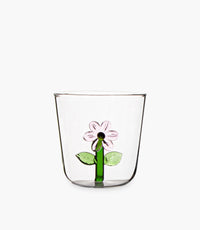 كوب بينك فلاور زجاجي مع مجسّم زهرة وردية - 8.5x8.5x8.5 سم