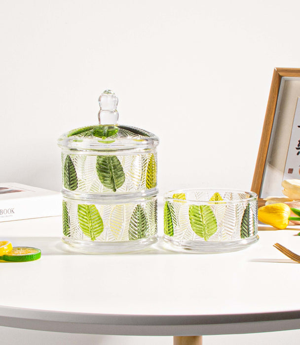 Leaf 3-Layers Candy Jar 12.5*12.5*25.5cm