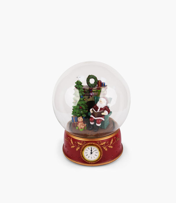 Xmas Santa In Globe W/Music & Clock & LED, Multi,30*30*37Cm