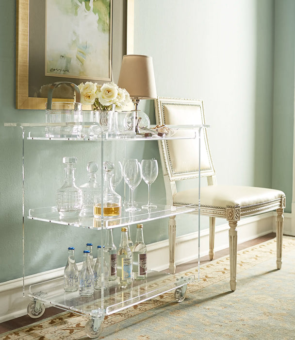 Oliver Acrylic Serving Trolley Silver 94x40x96 cm