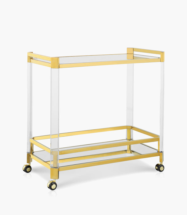 Mianzi Acrylic Gold Serving Trolley 85x46x85 cm