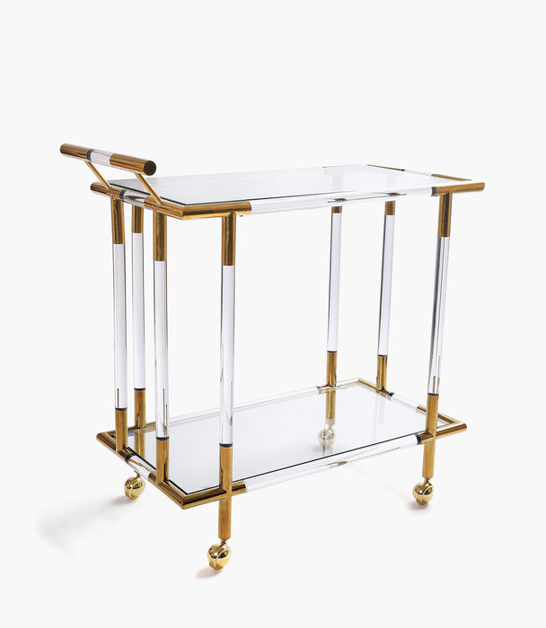 Luxor Acrylic Gold Serving Trolley 83x42x81 cm