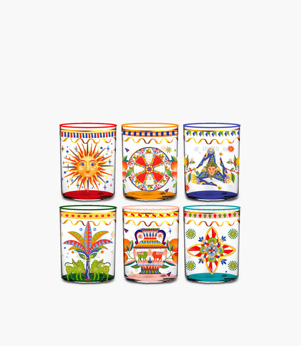 طقم كاسات دولتشي فيتا زجاج ملوّن - عدد 6