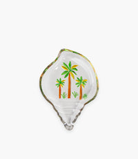 صحن روومرز زجاج بشكل صدفة ورسمة أشجار نخيل - 20.5×15×2.8 سم