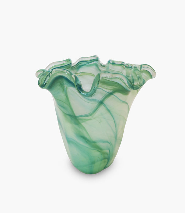 مزهرية بوتانيك زجاج خضراء - 33×25×37 سم