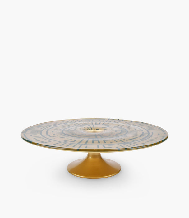 Kufic Gold Decorated Cake Plate With Foot 32* 92 cm