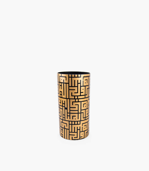 Kufic Vase Gold/Black 30*16cm - Roomours UAE
