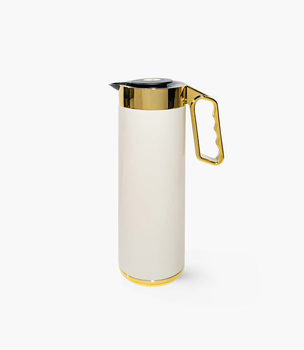 Cylinder Beige & Gold Thermos 1L