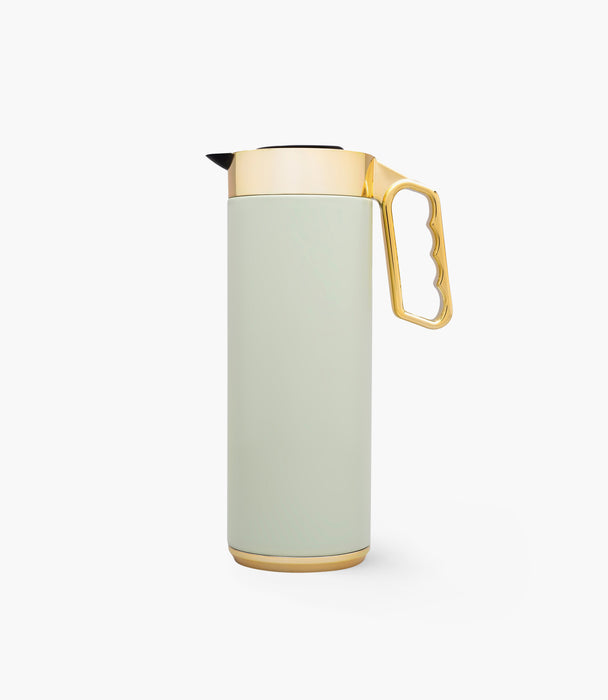 Cylinder Light Green & Gold Thermos 1L