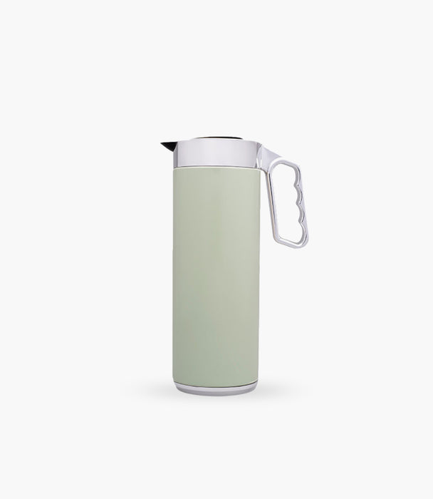 Cylinder Thermos 1L Light Green & Silver