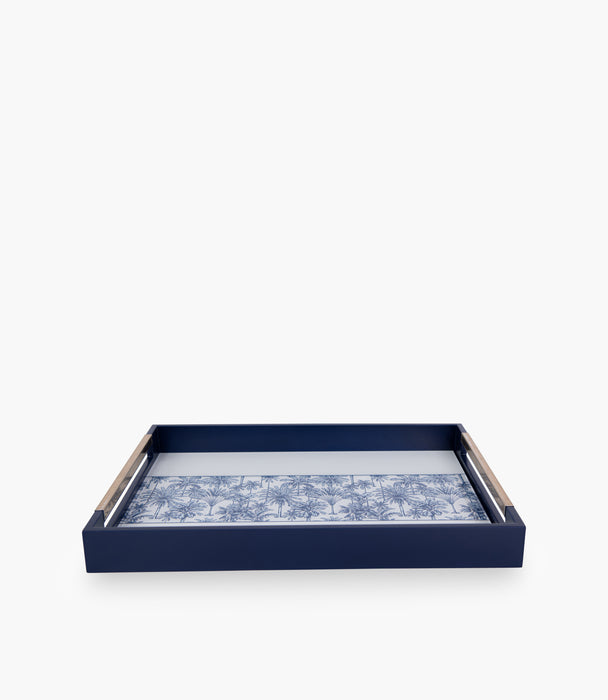 Summer Palm White Wooden Tray  48.3*33.8*5 cm