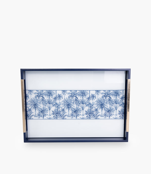 Summer Palm White Wooden Tray  48.3*33.8*5 cm