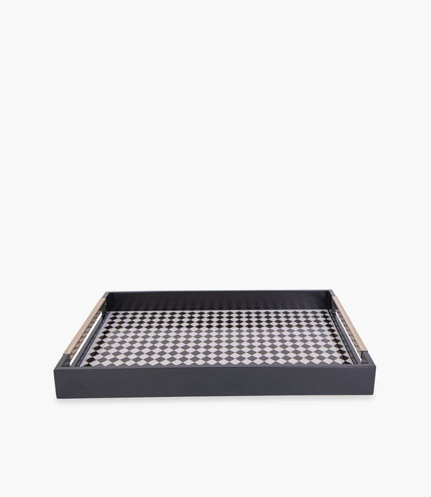 Circus Black & White/Gold Wooden Tray 48.3*33.8*5 cm