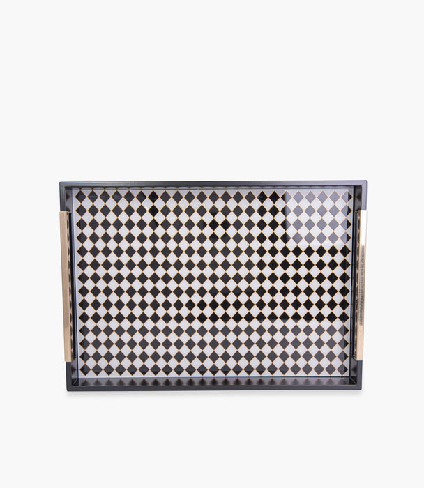 Circus Black & White/Gold Wooden Tray 48.3*33.8*5 cm