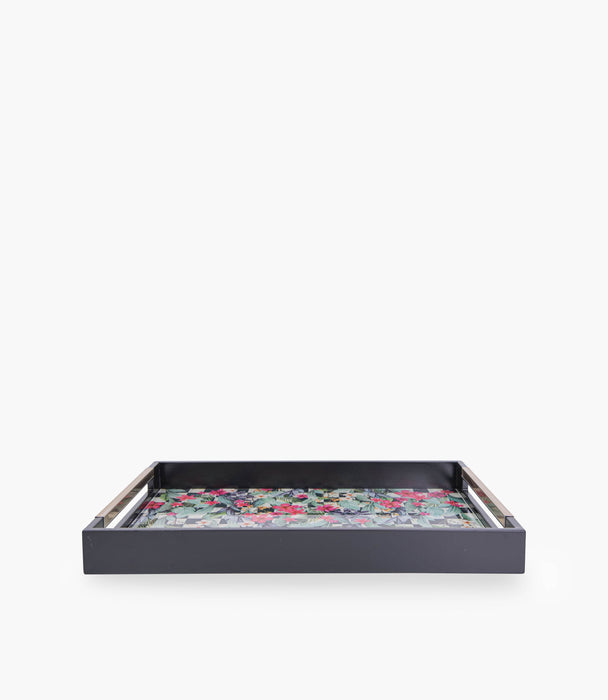 Scultura flower gold Wooden Tray 48.3*33.8*5 cm - Roomours UAE