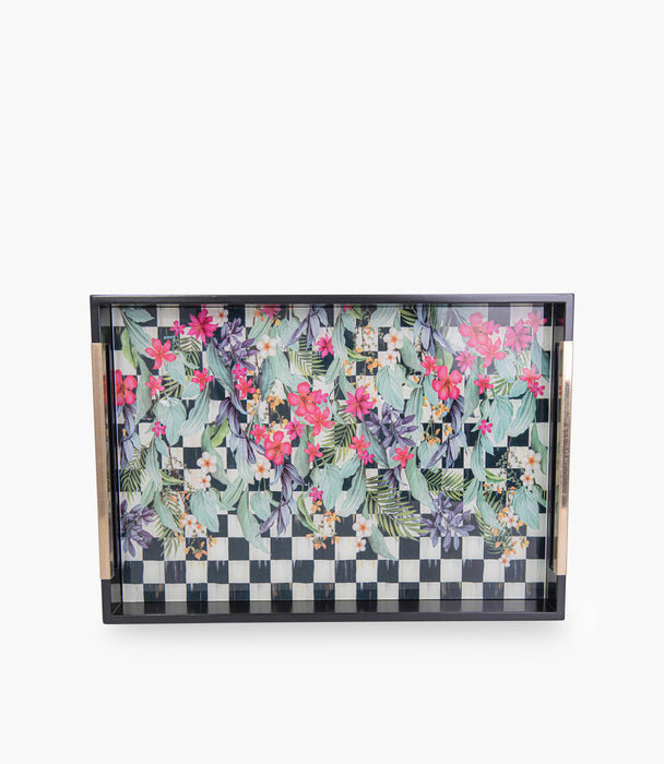 Scultura flower gold Wooden Tray 48.3*33.8*5 cm - Roomours UAE