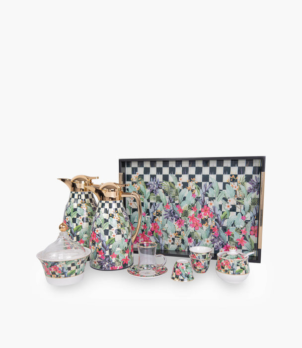 Scultura flower gold Wooden Tray 48.3*33.8*5 cm - Roomours UAE