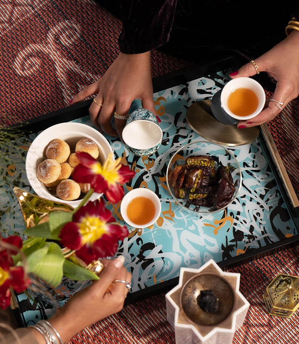 Diwani Wooden Tray 
48.3*33.8*5 cm - Roomours UAE