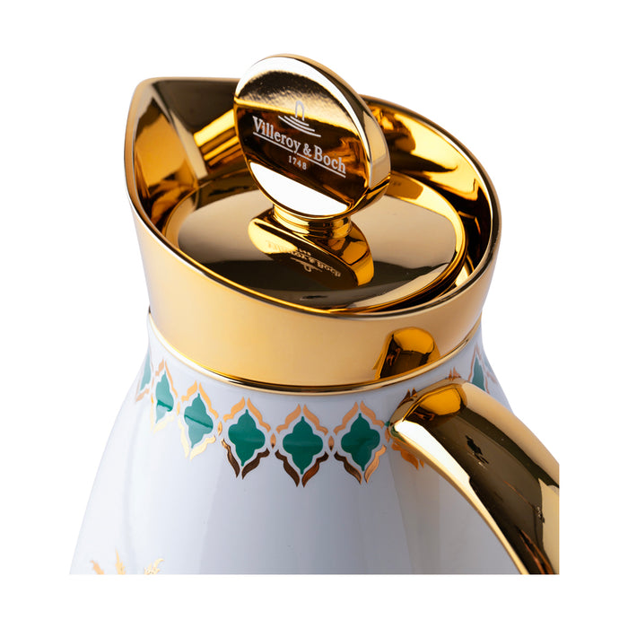 ترمس بالم ستانلس ستيل أبيض وذهبي برسمة نخيل - 0.7 لتر