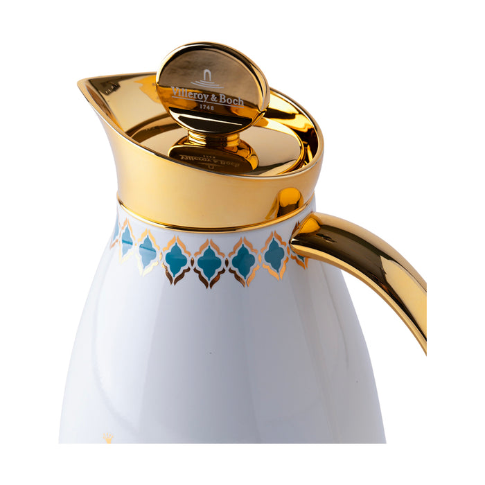 ترمس تيفاني ستانلس ستيل أزرق وذهبي برسمة خيول - 0.7 لتر