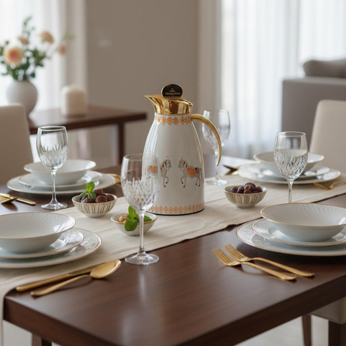 ترمس هورس ستانلس ستيل كهرماني وذهبي - 1 لتر