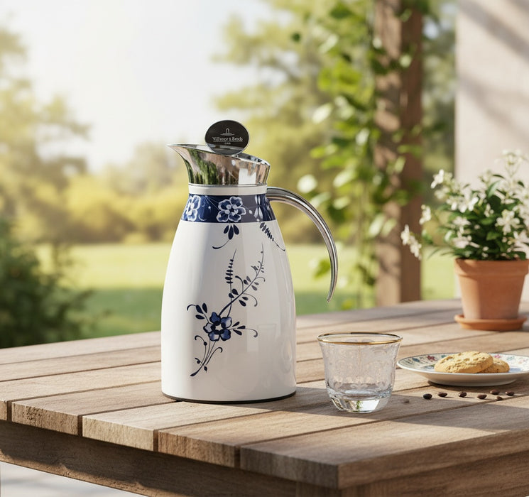 ترمس أولد لوكسمبورغ ستانلس ستيل برسمة زهور زرقاء - 1 لتر