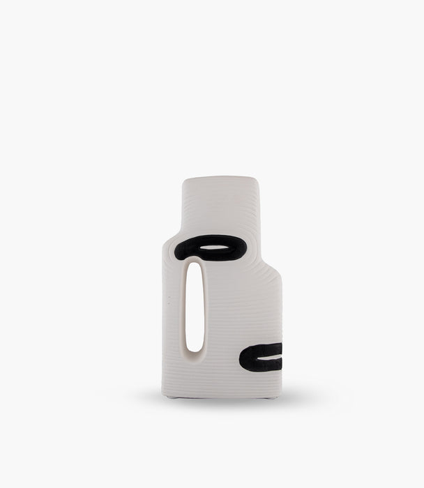 Monochroma Small Vase with Handle - Black & White