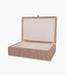Tranquility Striped Print Raffia Box, Brown, 35.5x25cm - Roomours UAE