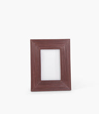 Tranquility Striped Leather Frame, Brown 23.5x18cm - Roomours UAE