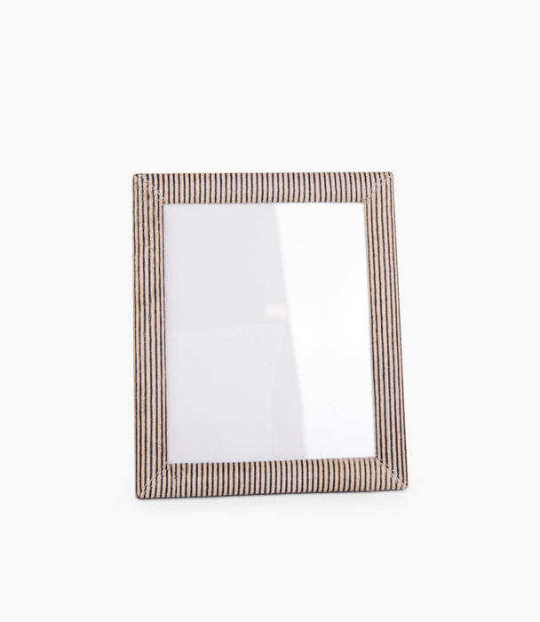 Tranquility Striped Hide Frame, Offwhite/Black 25x20cm - Roomours UAE