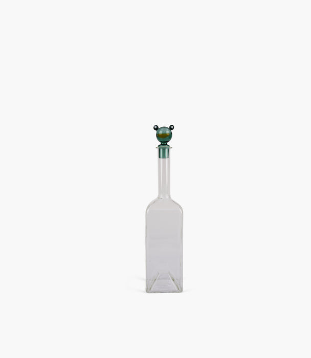 Eclectic Glass Bottle with Green Lid