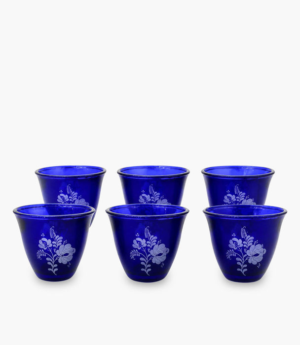 Flower Blue Arabic Coffee Cup Set of 6