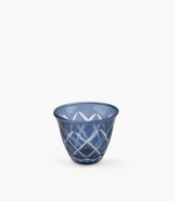 طقم فناجين قهوة عربية سيليست زجاج لازوردي مزخرف - عدد 6