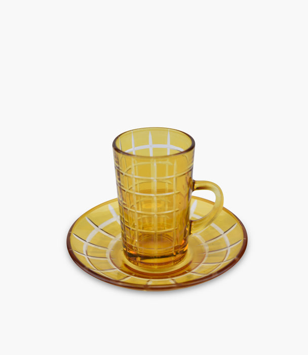Square Tea Cup W/Saucer Multicolour Set of 6