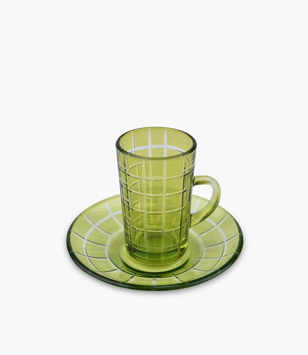 Square Tea Cup W/Saucer Multicolour Set of 6