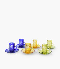 Star Tea Cup W/Saucer Multicolour Set of 6