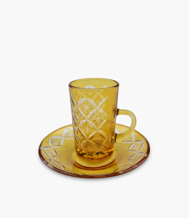 Star Tea Cup W/Saucer Multicolour Set of 6